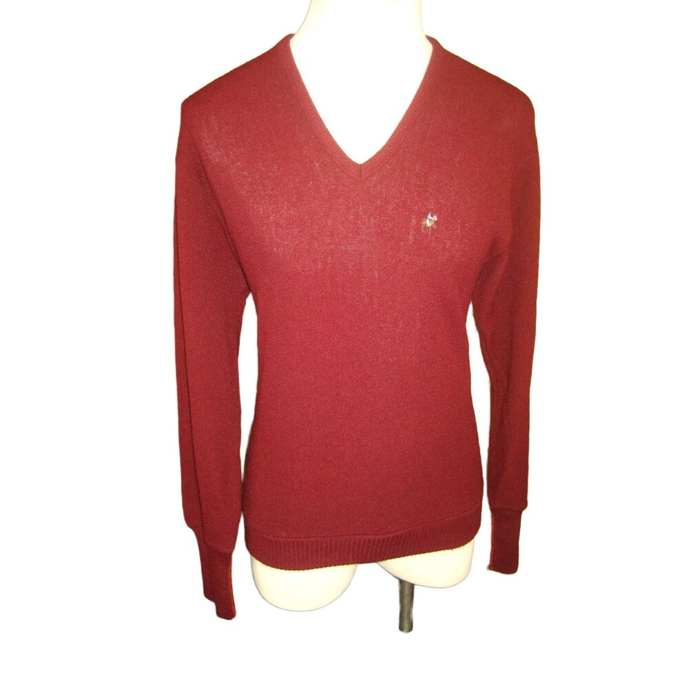 Mens Saddlebred Maroon Acrylic LS V-Neck Sweater Vest sz L